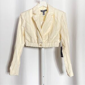 Forever 21 Beige Cropped Textured Blazer